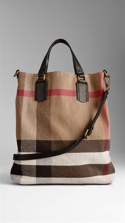 women's burberry bag sale|Burberry checked canvas tote bag.